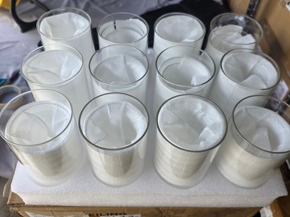 Set of 12 Clear Glass Cylinder Hurricane Candle Holders Vases 6.5" x 3"